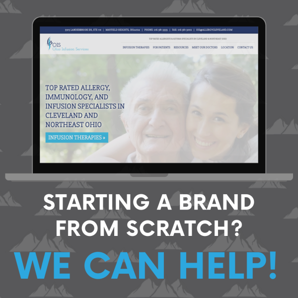 Ohio Infusion Services website, designed by Alt Media Studios, as displayed on a laptop, with words "Starting a Brand From Scratch? We Can Help!" underneath
