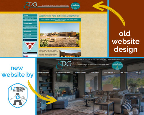 Before and After of Sonoran Design Group's website, redesign by Alt Media Studios