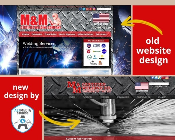Custom website redesign for M&M Certified Welding by Alt Media Studios