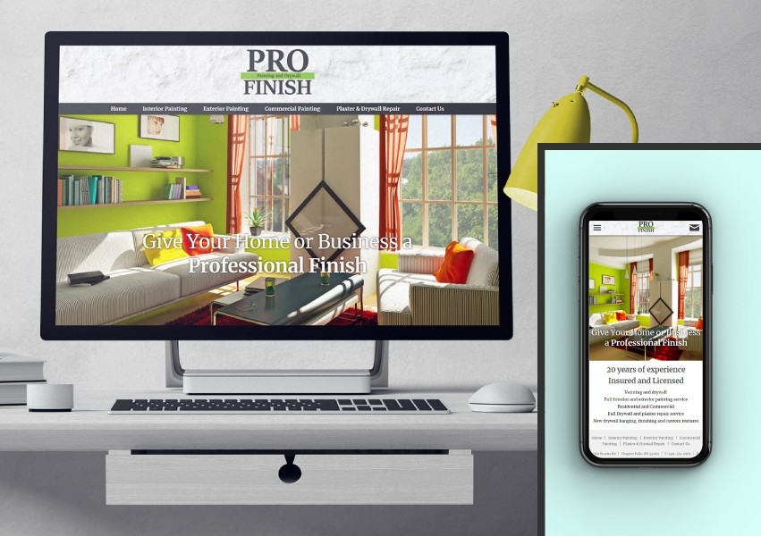 Custom mobile friendly website built for Pro Finish