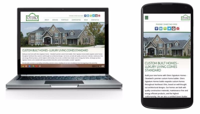 Otero Signature Homes Website on Laptop and Smart Phone
