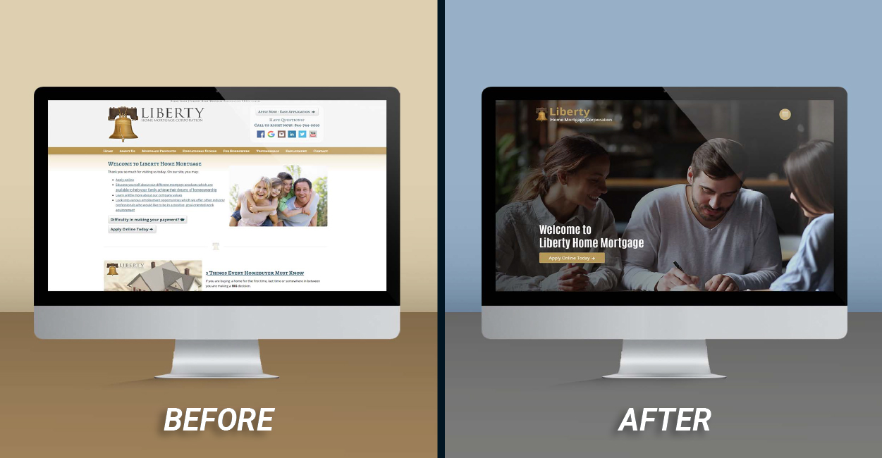 Liberty Home Mortgage Website Before and After Website Redesign
