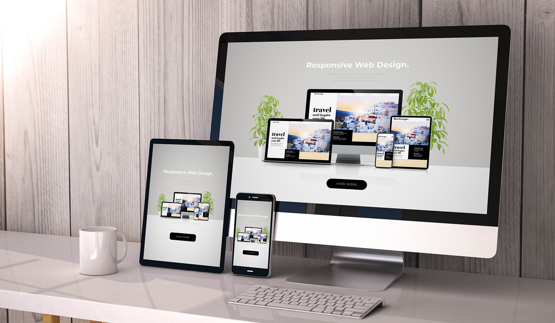 Custom developed website on desktop and mobile devices